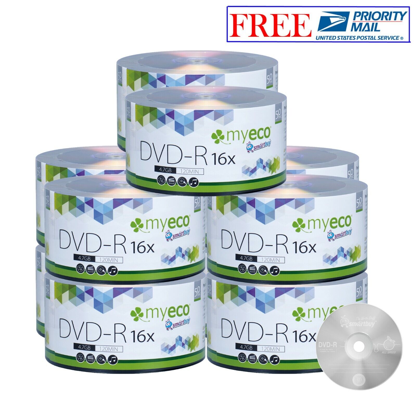 500 Pack MyEco DVD-R DVDR 16X 4.7GB Economy Branded Logo Blank Recordable Disc