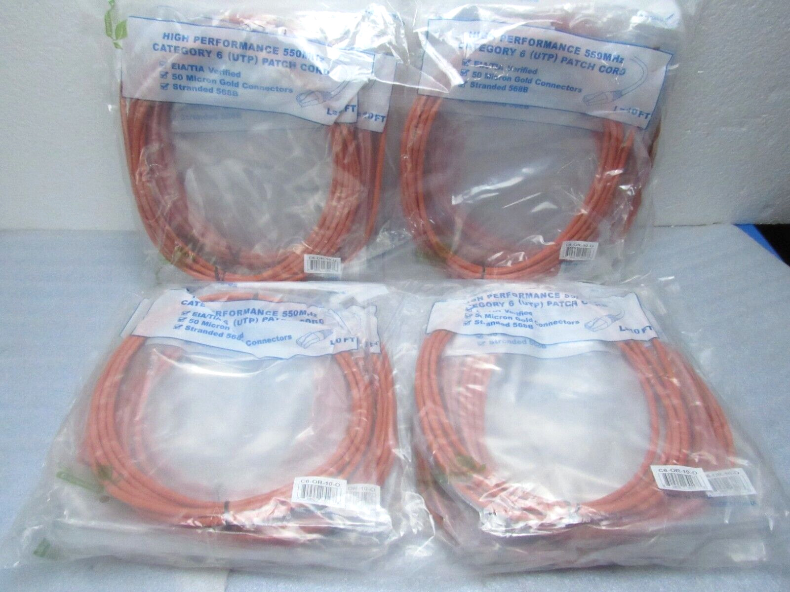 [LOT OF 20] CP Technologies C6-OR-10-0 10\' Orange Cat6 Booted UTP Patch Cord[EP]