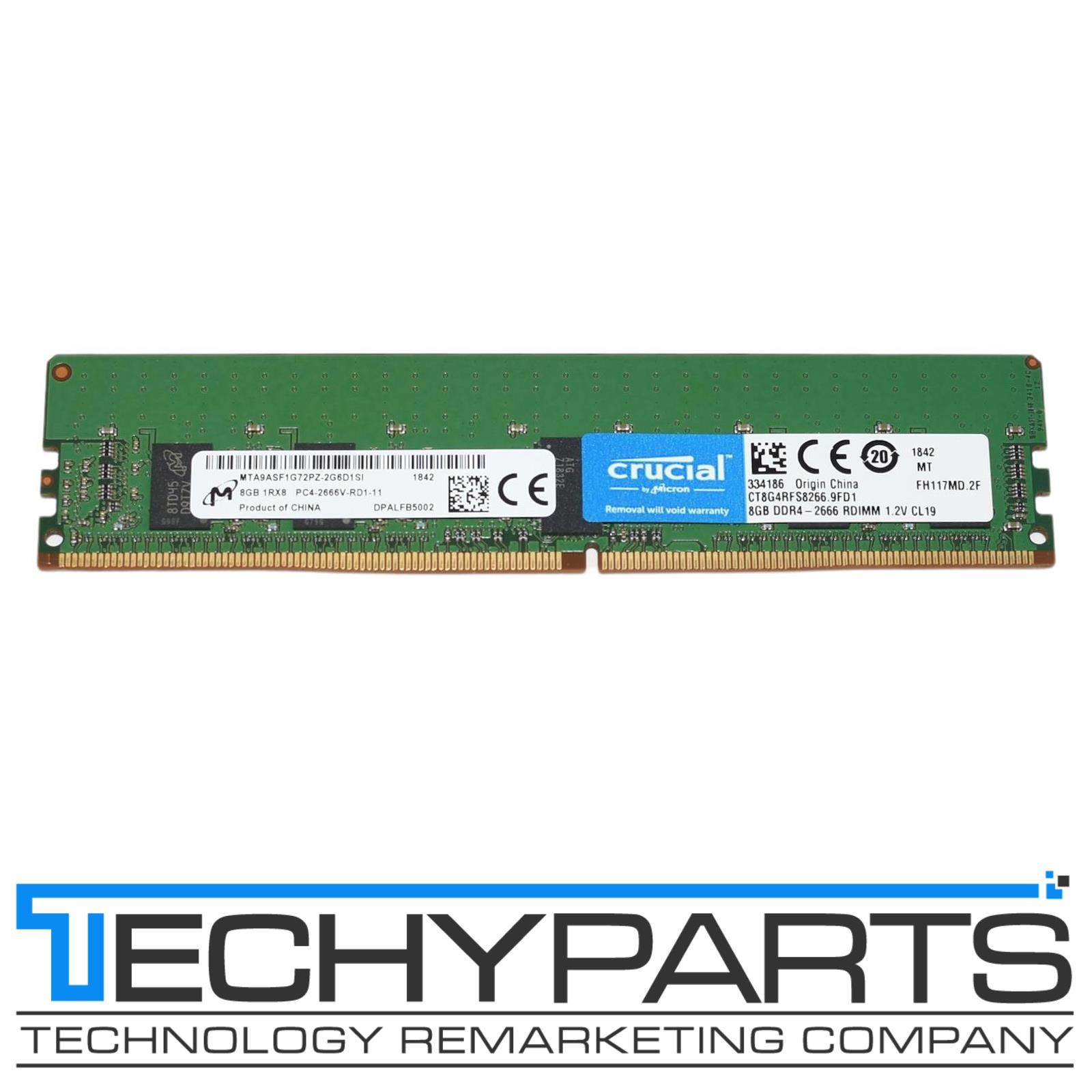 Micron Crucial 8GB 1Rx8 DDR4 PC4-2666V-R Reg ECC Memory Module CT8G4RFS8266.9FD1