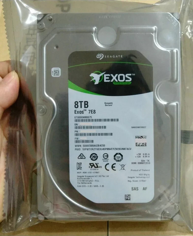 ST8000NM0075 8TB SAS Seagate Exos 1RM212 7E8 7.2K 12Gb/s 3.5