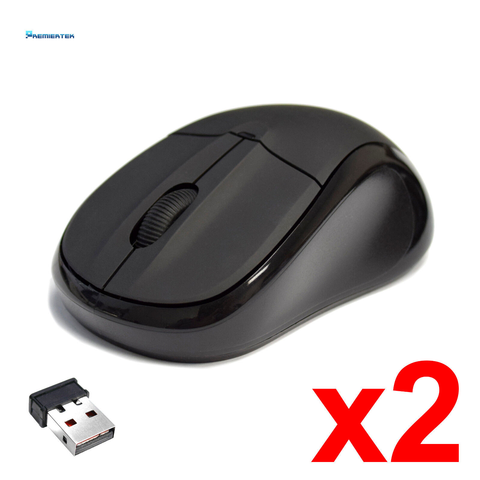Lof of 2 2.4GHz Wireless Cordless Optical Mouse Mice +USB Receiver for PC Laptop