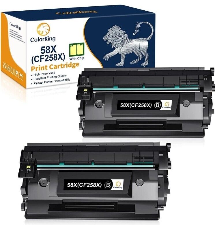 CF258A CF258X 58A 58X Toner WITH CHIP for HP LaserJet Pro M404dn M404dw, 2 Pack