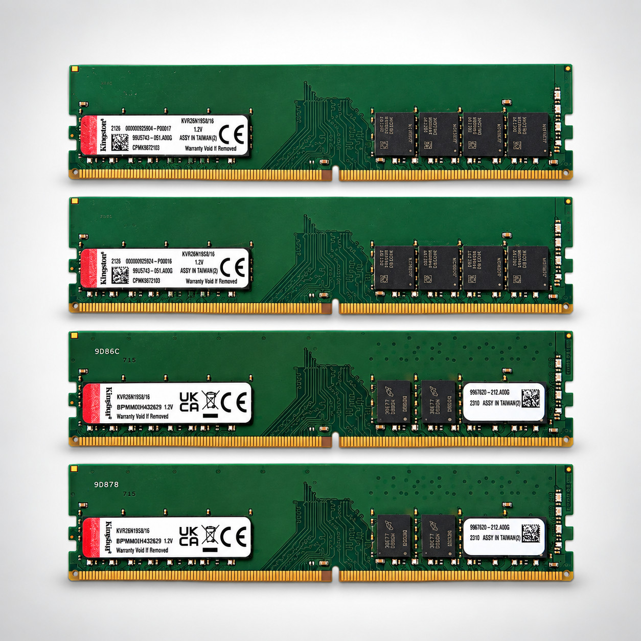 Kingston 64GB 4x16GB DDR4-2666 CL19 UDIMM KVR26N19S8/16 MemTest86 Tested