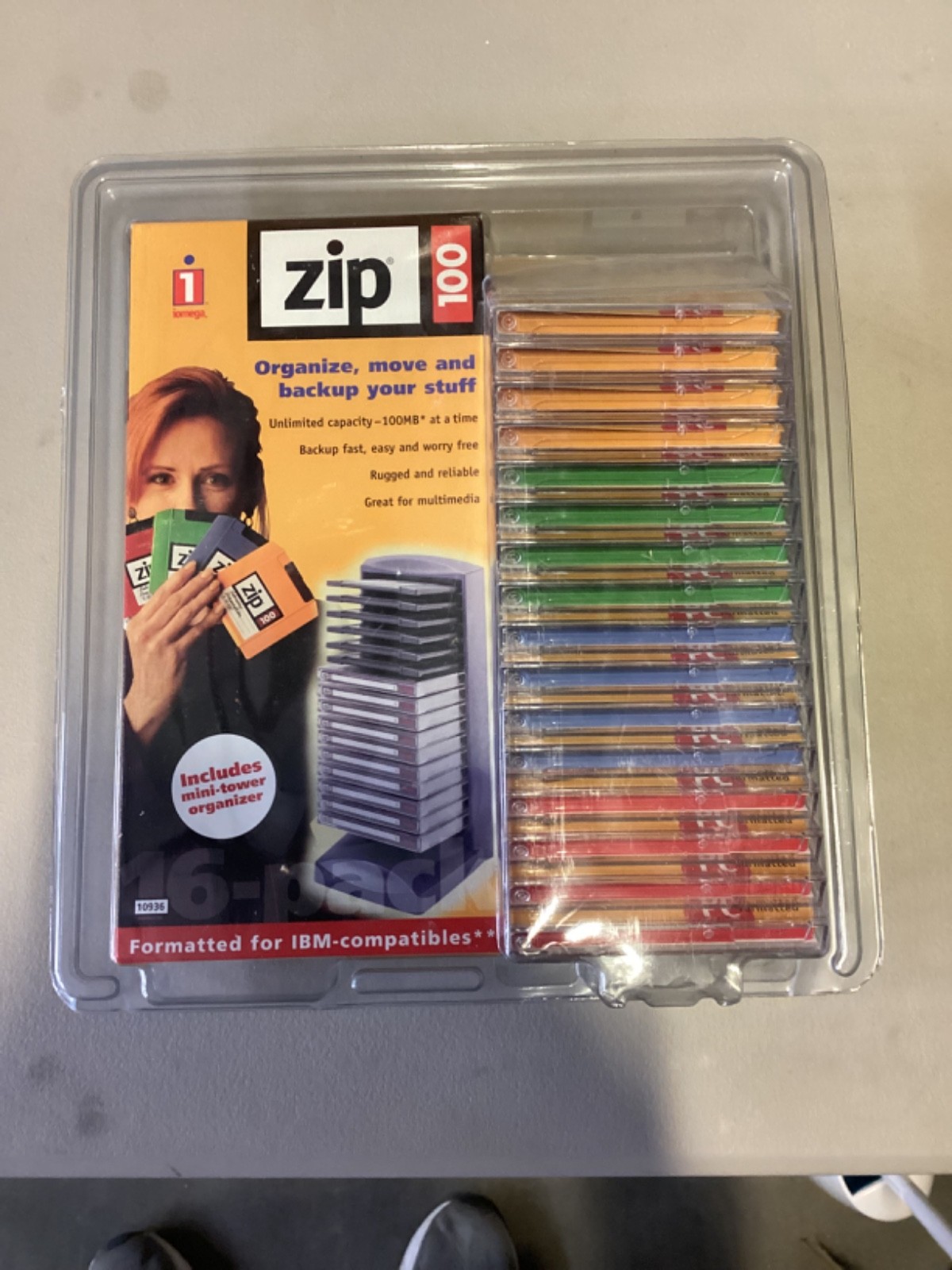 RARE NEW SEALED Iomega Zip Tower & Disks - Original Packaging 16 Discs