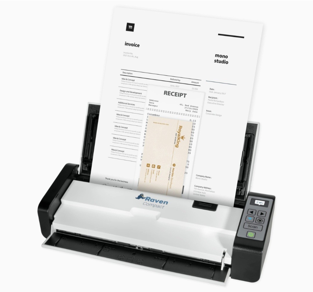 Raven Compact Document Scanner - Wireless Scanning to Mac or Windows PC 