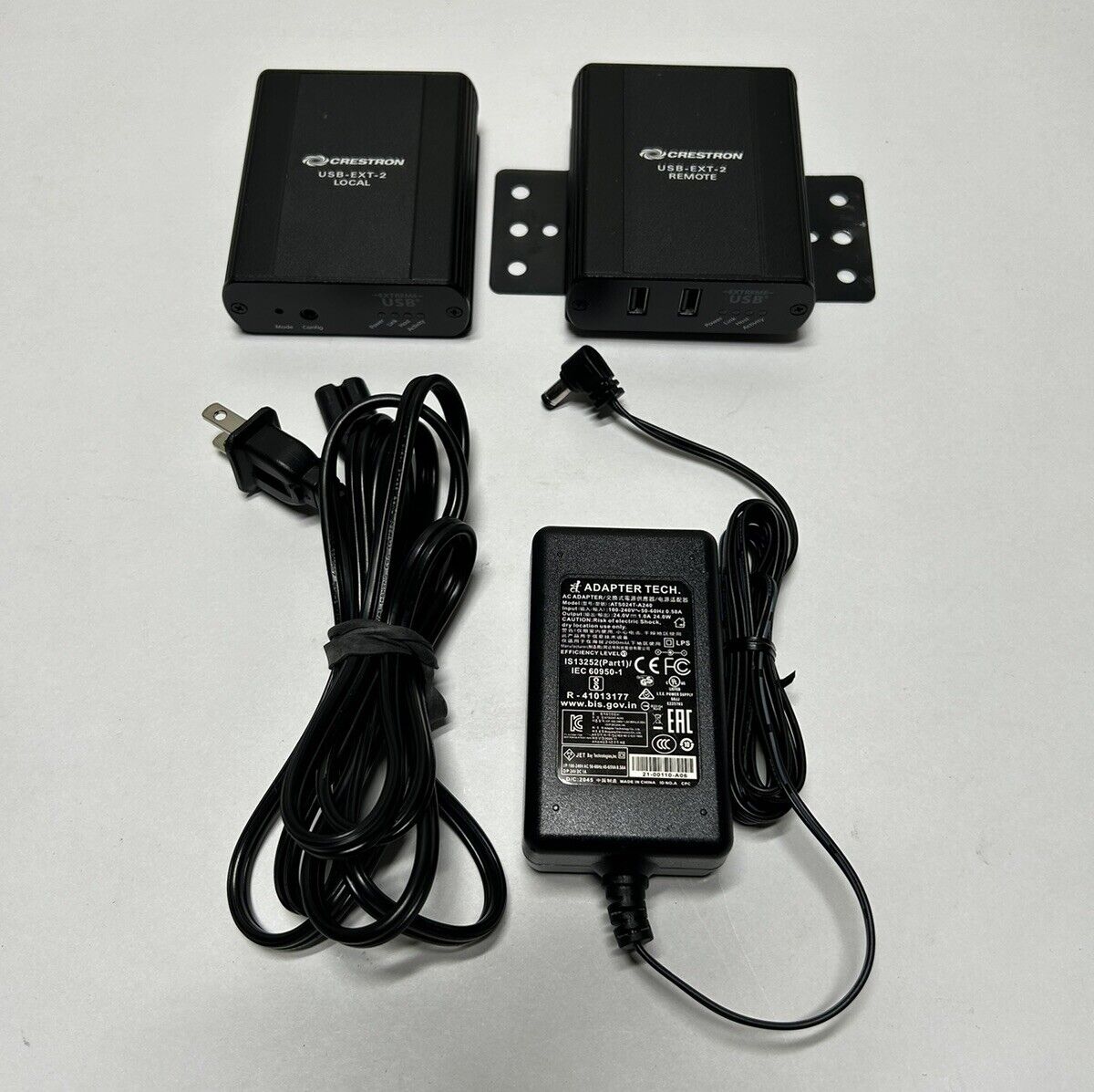 Crestron USB‑EXT‑2 REMOTE and LOCAL + Power Supply 6511093 6511094 - Tested