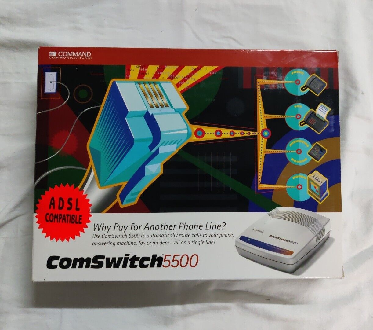 Command Communications ComSwitch 5500 Phone Fax Modem 3-Port Call Switch