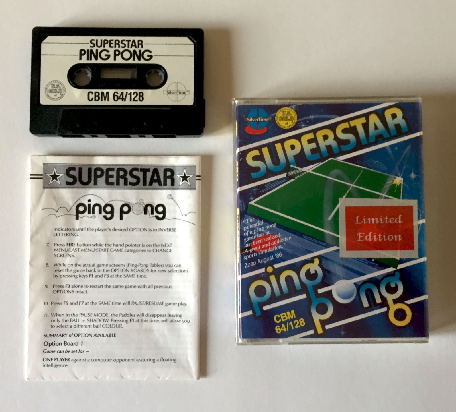 SUPERSTAR PING PONG - Limited Edition 1986 - Commodore 64 128 Game VERY RARE