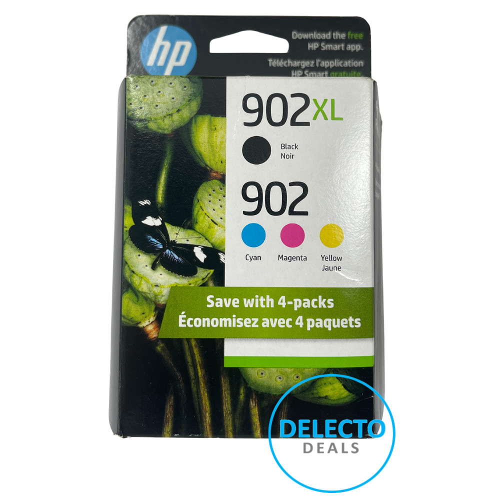 GENUINE 4-PACK HP 902XL BLACK & 902 COLOR C/M/Y INK OFFICEJET SEALED 12/2026+