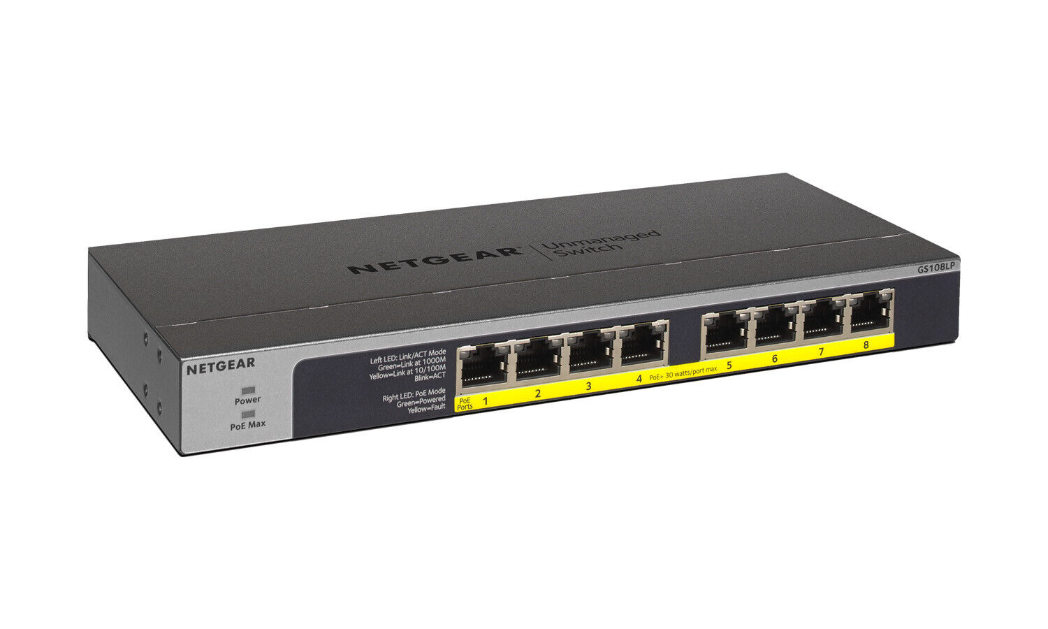 BZBGEAR Netgear 8-Port PoE/PoE+ Gigabit Ethernet Unmanaged Switch 67.5W PoE