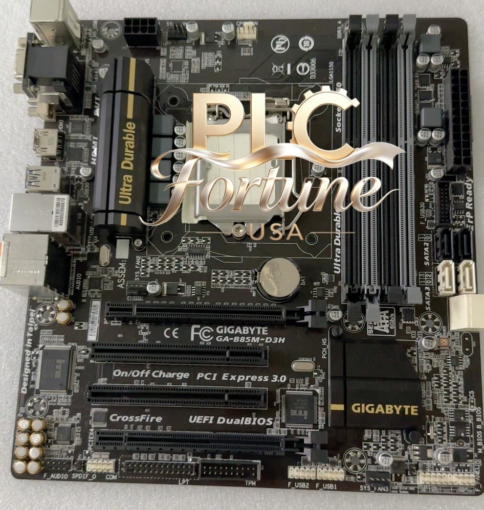 Used Gigabyte GA-B85M-D3H LGA1150 mATX DDR3 USB3.0 4 Memory Slots Motherboard
