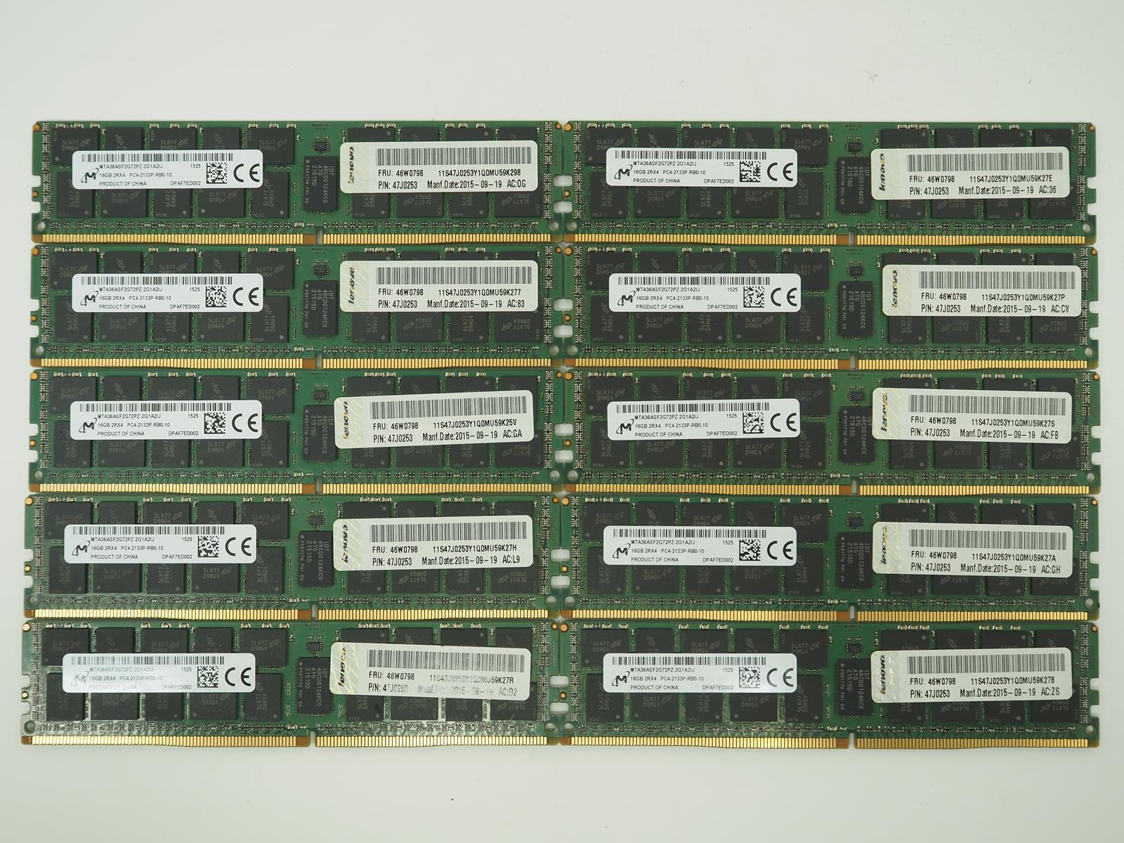 Lot of 10 MICRON 16GB PC4-2133P Server Ram / Memory - MTA36ASF2G72PZ-2G1A2IJ