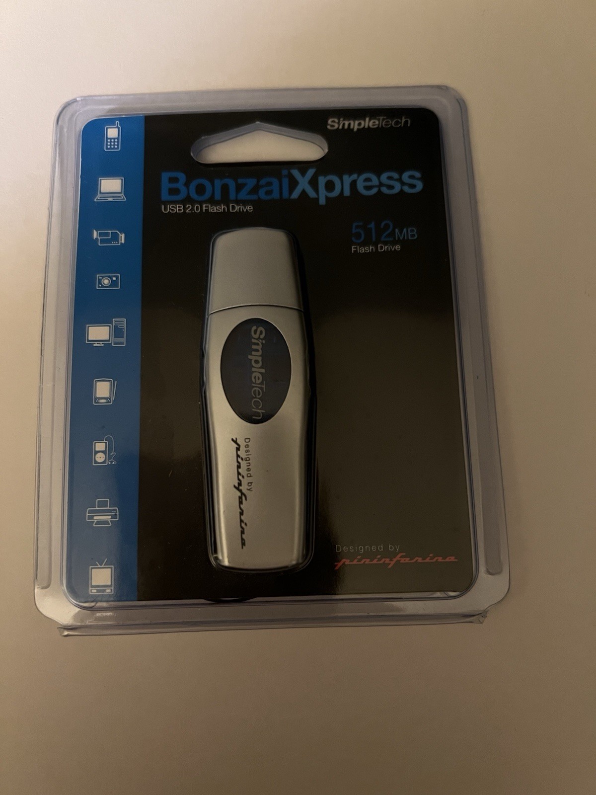 Vintage SimpleTech BonzaiXpress 512MB USB 2.0 Flash Drive Pininfarina NEW SEALED