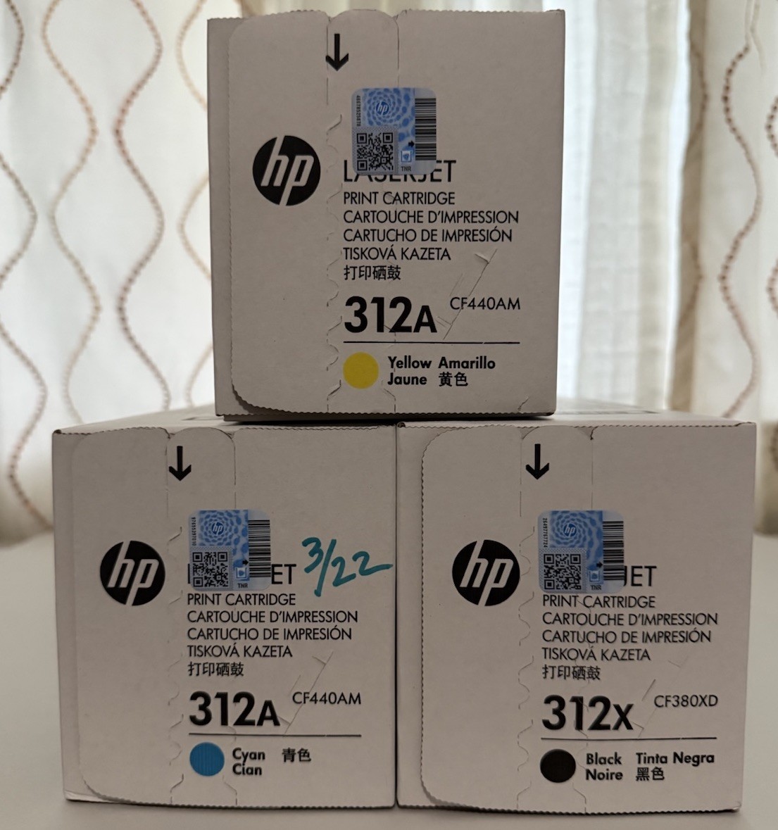 3 Genuine HP 312X & 312A LaserJet Pro M476 Cyan & Yellow & Black