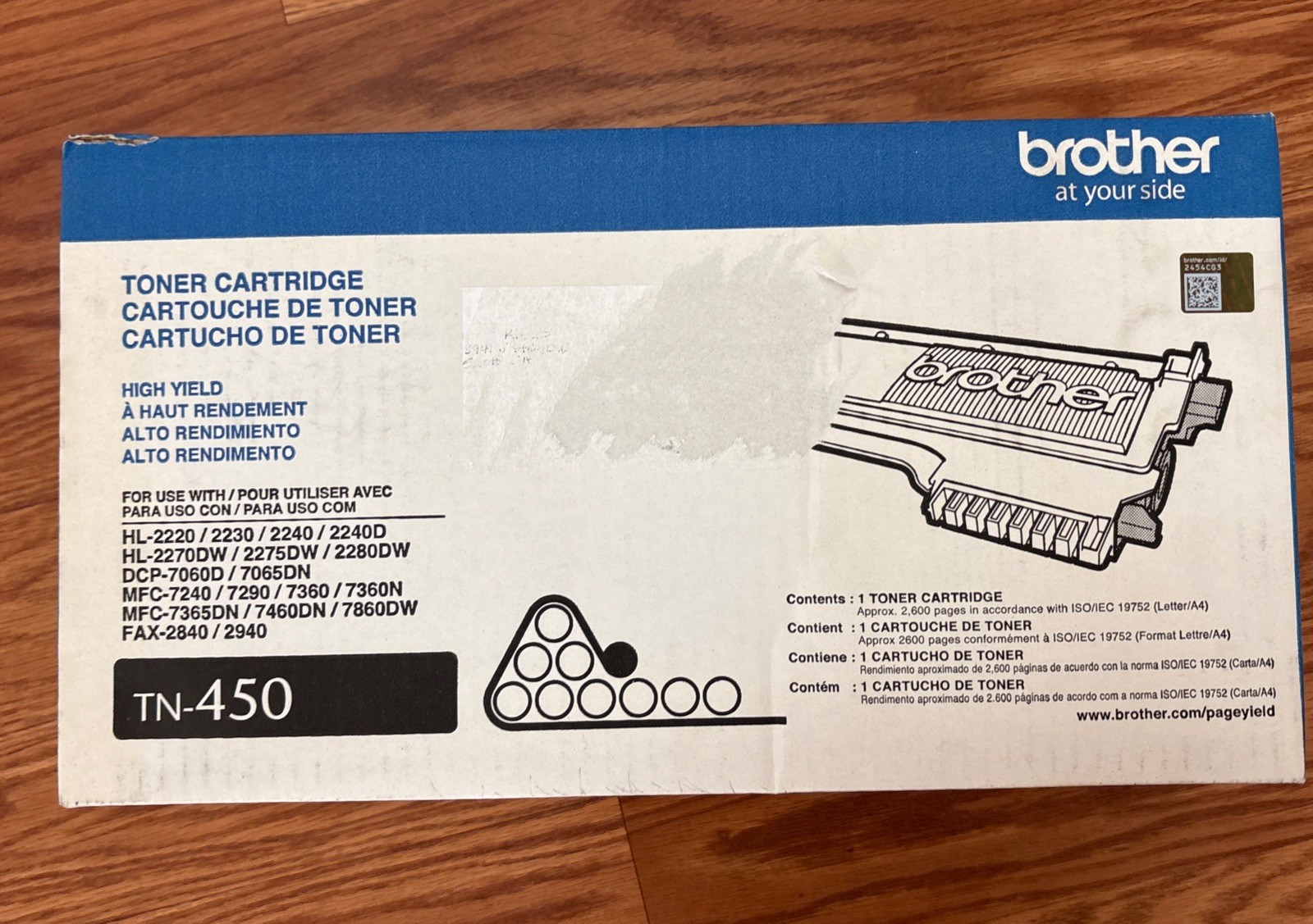 Brother TN450 High Yield Black Toner Cartridge, new in original sealed box  NIB