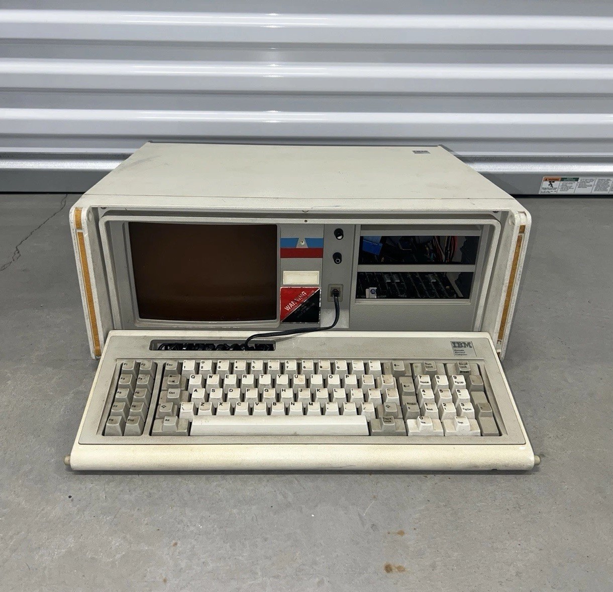 IBM 5155 Vintage Portable Computer Amber CRT Monitor Mechanical Keyboard Beige