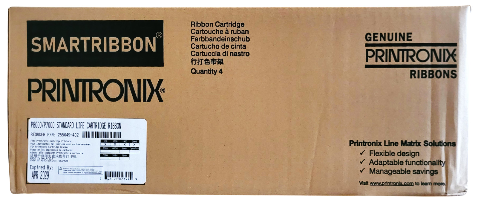 Printronix 255049-402 P8000 P7000 Life Cartridge Ribbon Exp: 04-2029