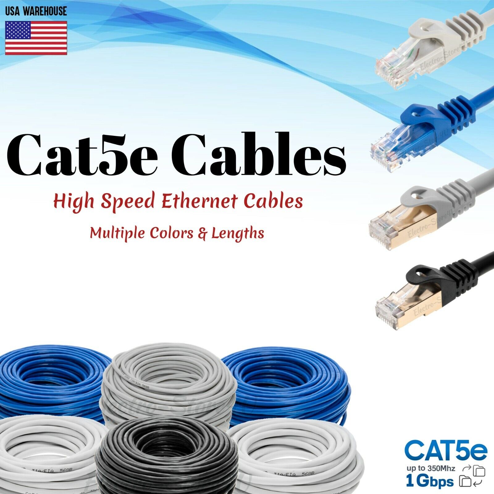 CAT5e Ethernet Patch Cable LAN Network Internet Modem Router Computer Cord Lot