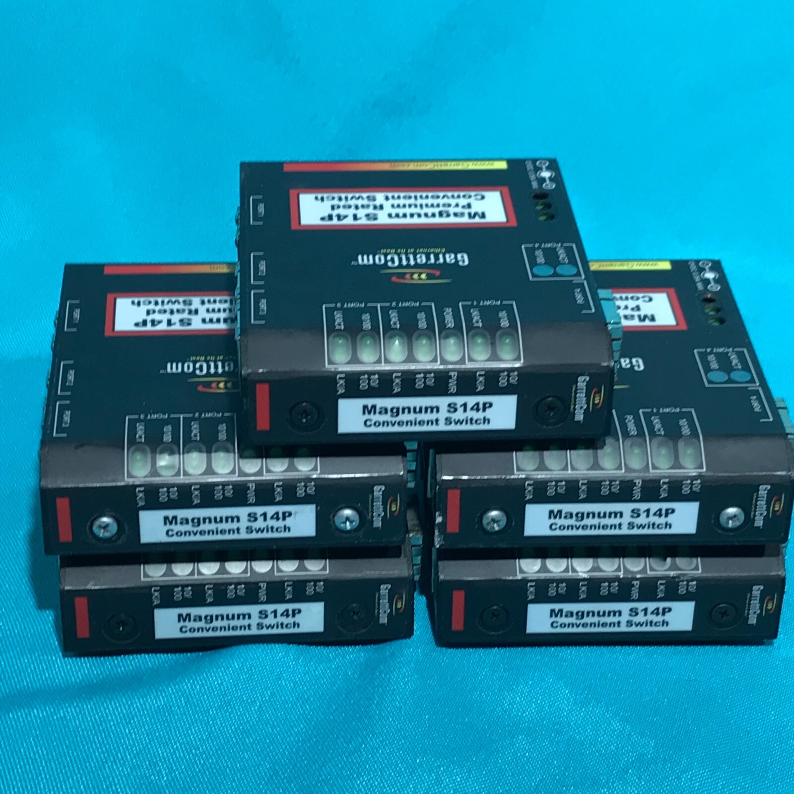 Lot of 5 GarrettCom S14P-12VDC Magnum 4X 10/100 RJ45 Convenient Switch