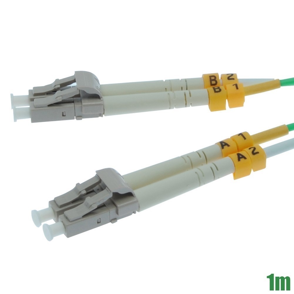 1-20M LC/UPC to LC/UPC Fiber Optic OM4 MultiMode Duplex 50/125 Patch Cable Aqua