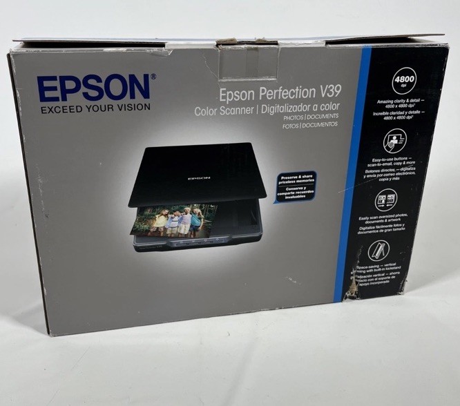 Epson Perfection V39 Flatbed Color Scanner - Black New.