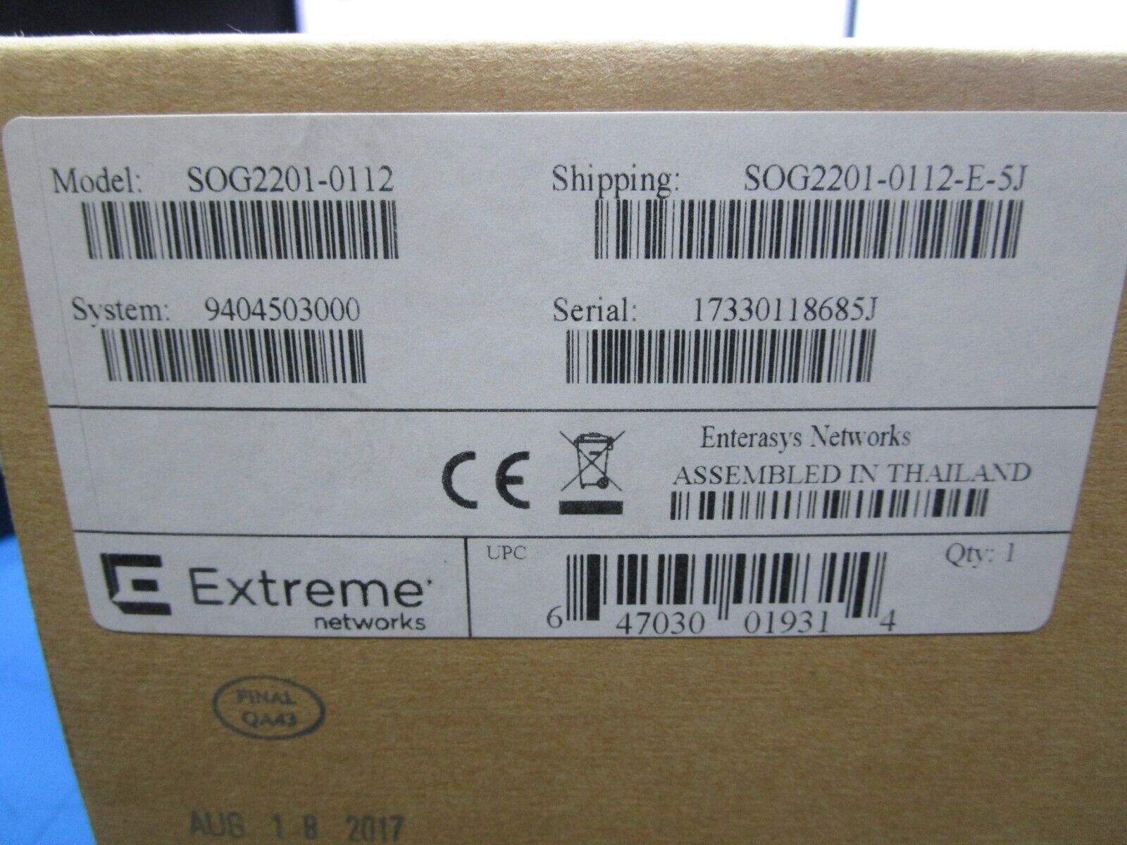 Extreme S-Series (Type 1) 12x 1GB SFP Switch Option Module SOG2201-0112