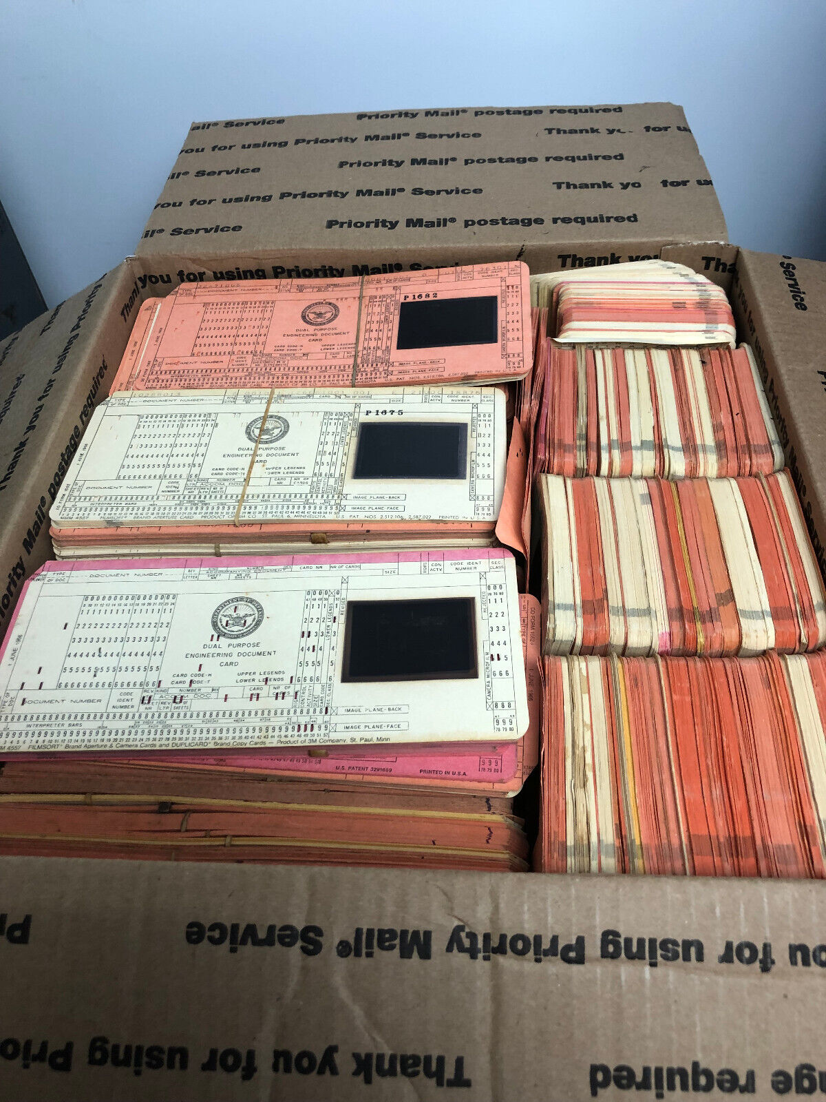 Large Box of Filmsort Computer Punch Cards Slide Microfiche