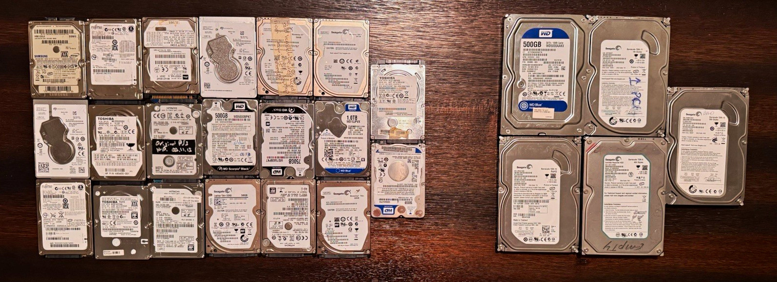 25x Hard Drive Bulk Lot-Mixed Sizes & Brands-Untested/For Parts-As Is-No Refund