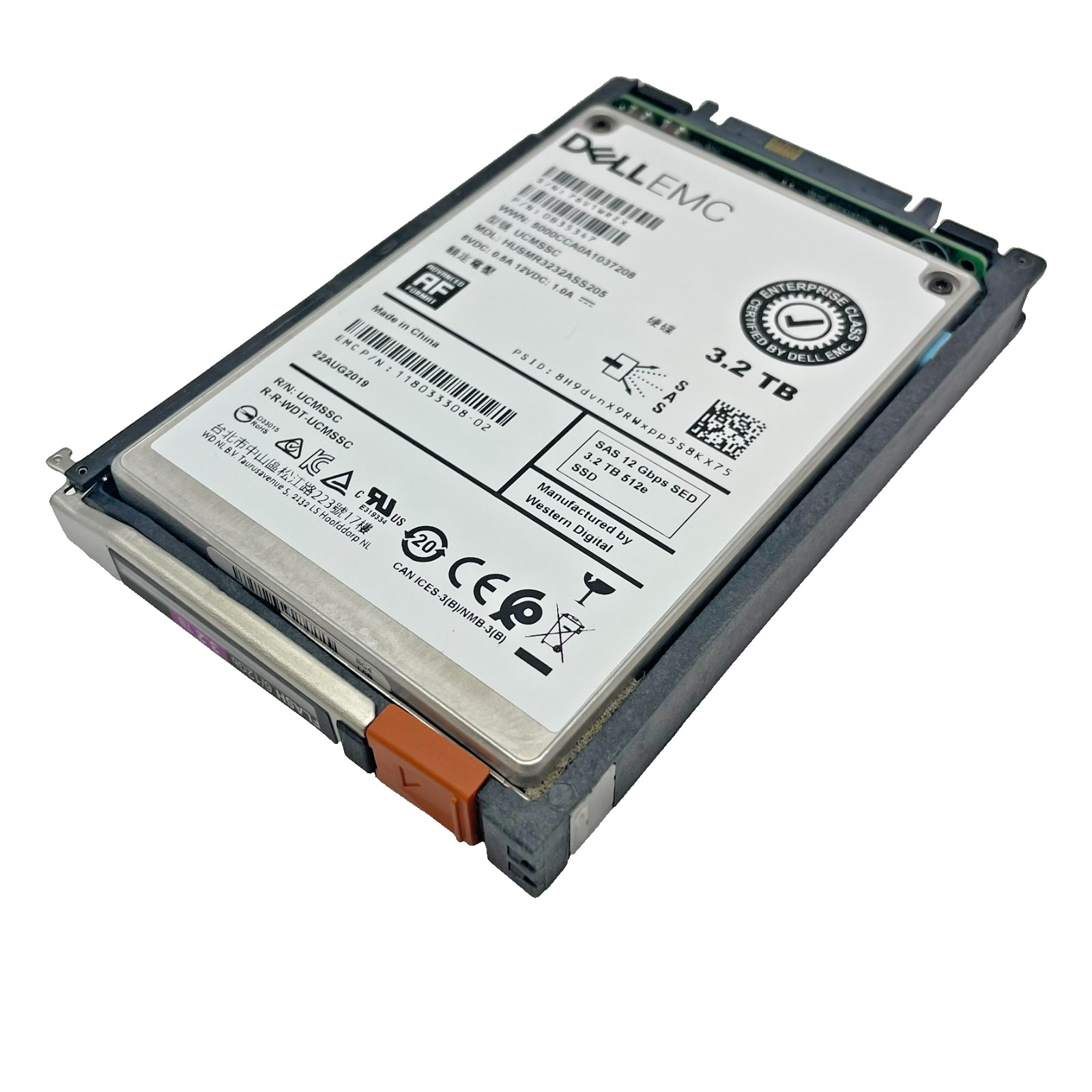 Dell EMC 3.2TB SAS SSD 12Gb/s 0B35347 Isilon Caddy Grade D 50K-70K POH