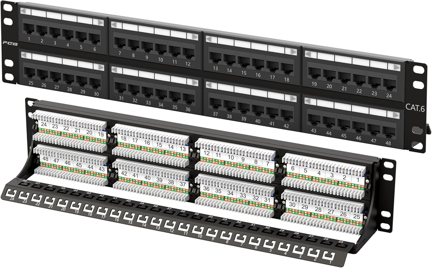 Premium CAT6 48 Port Patch Panel RJ45 Network Ethernet 19