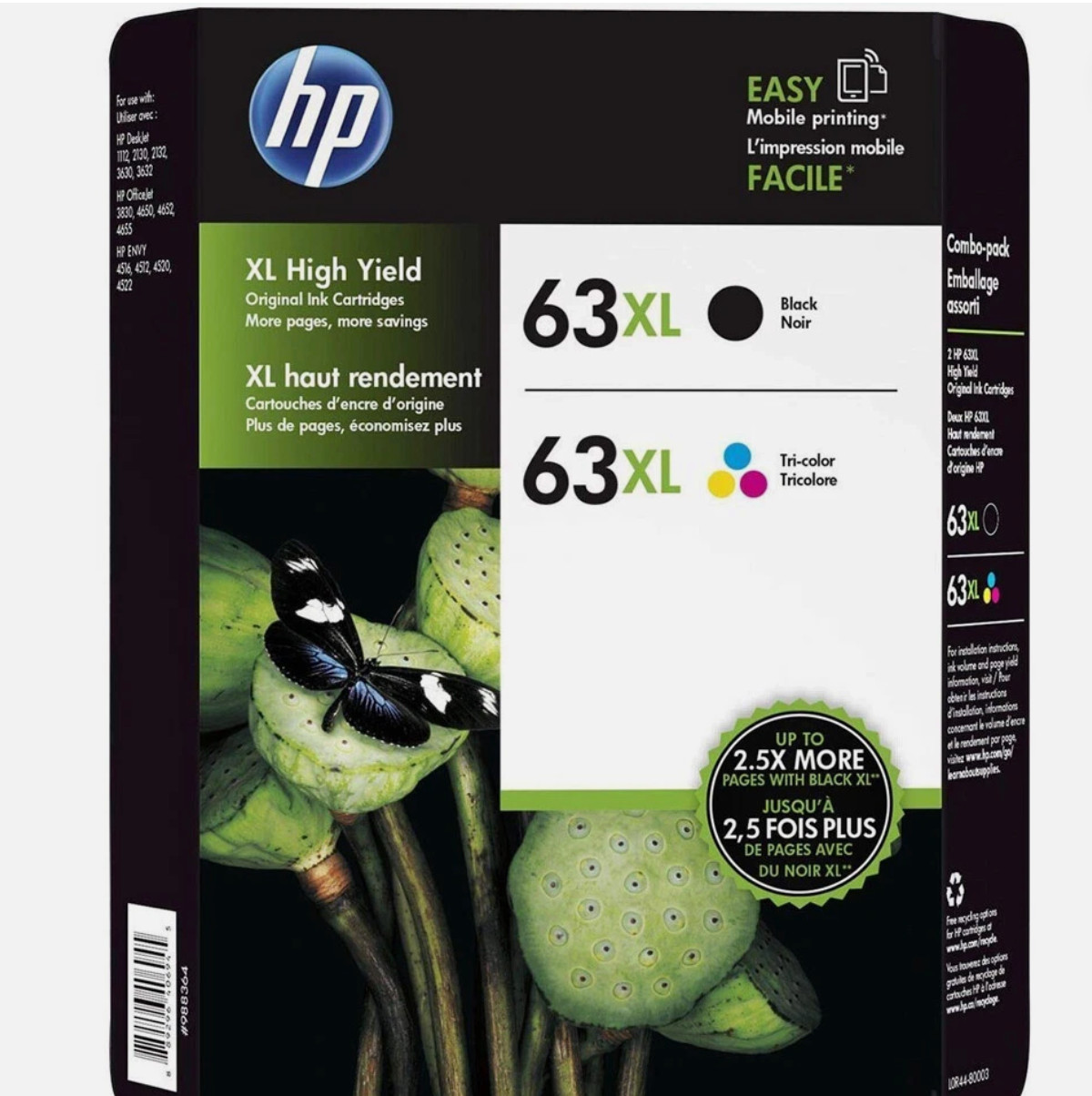 HP 63XL Combo Pack Black + Color Genuine Ink Cartridges In Retail Box June/2027