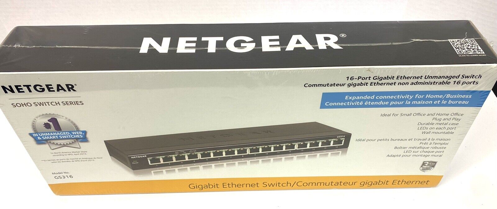 NETGEAR GS316-100NAS 16 Ports Standalone Ethernet Switch - SEALED NEW