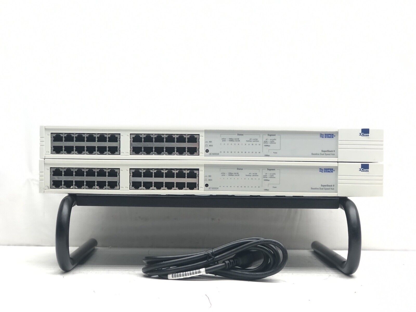 Lot of 2 3Com SuperStack II 3C16593A 24 Port Network Switch