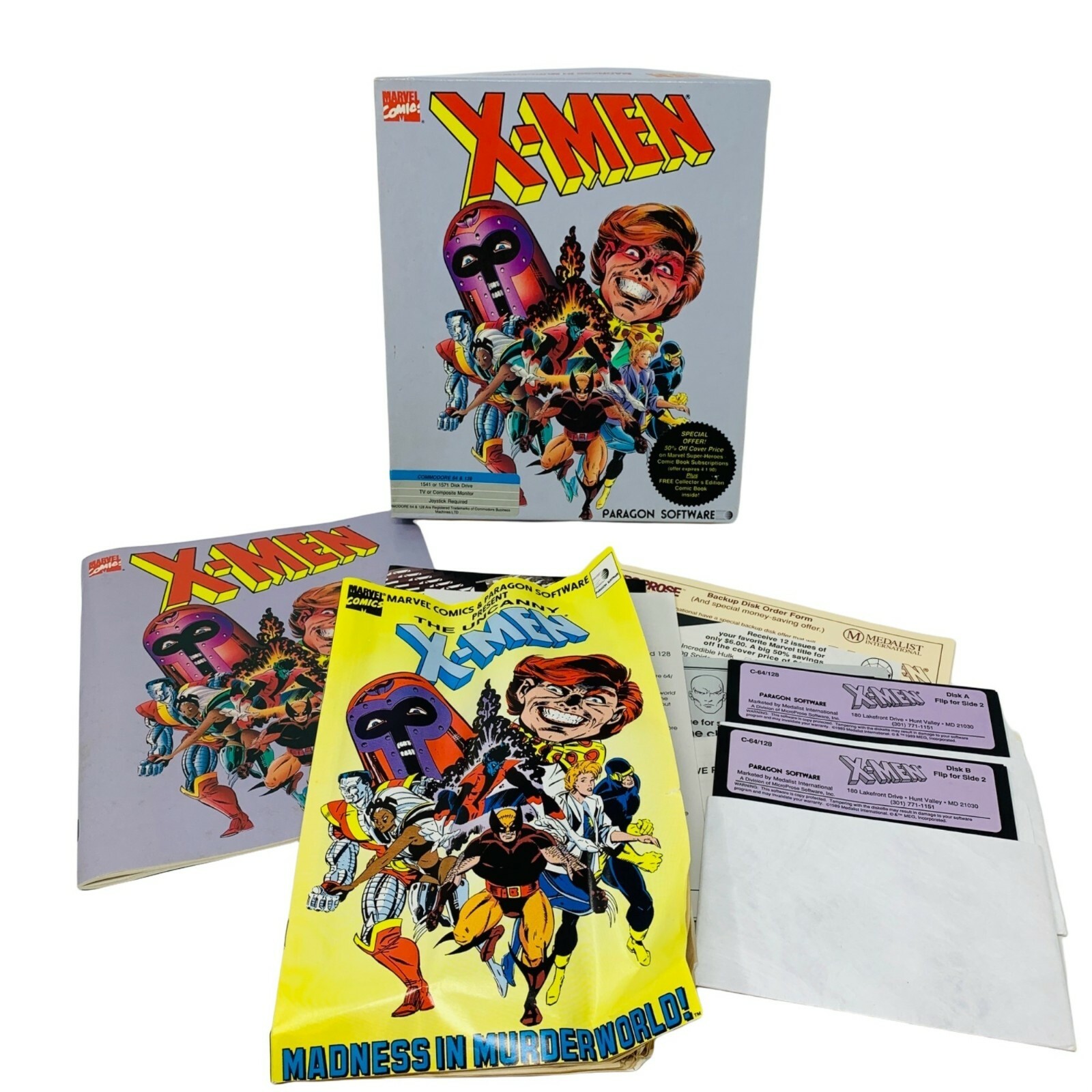 Marvel Comics X-Men Madness in Murderworld Commodore 64/128 Game Disk UNTESTED