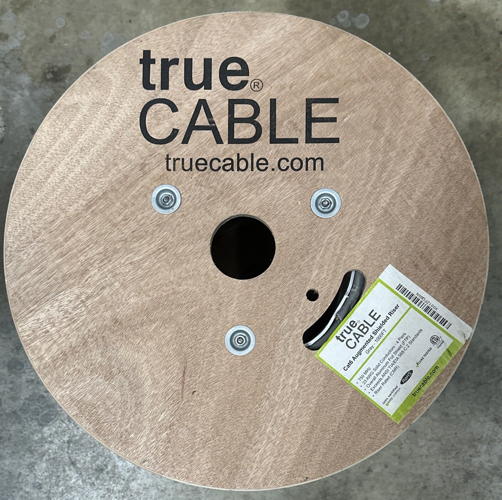 TrueCable Cat6A Augmented Shielded Riser Cable - 1000 Feet 