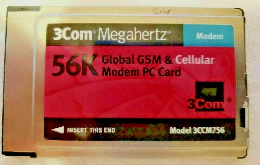 3Com MegaHertz 56k Global GSM & Cellular Modem PC Card Model 3CCM756 - No Dongle
