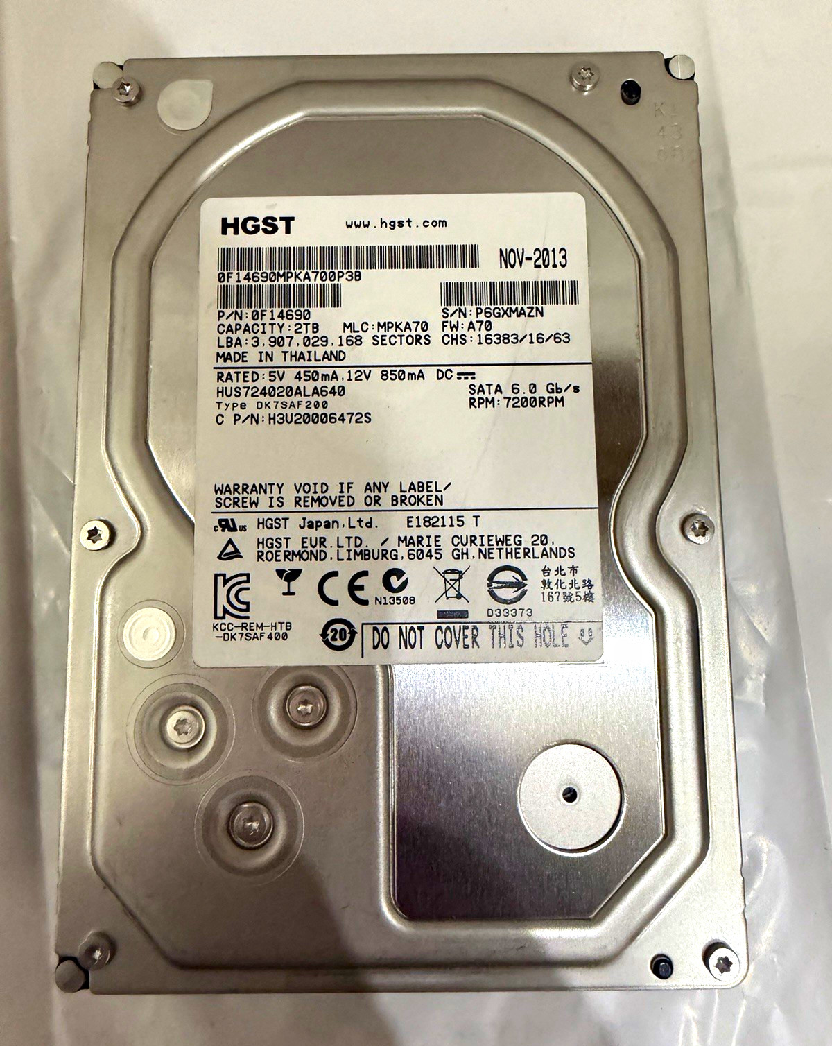 HGST Ultrastar HUS724020ALA640 2TB 3.5
