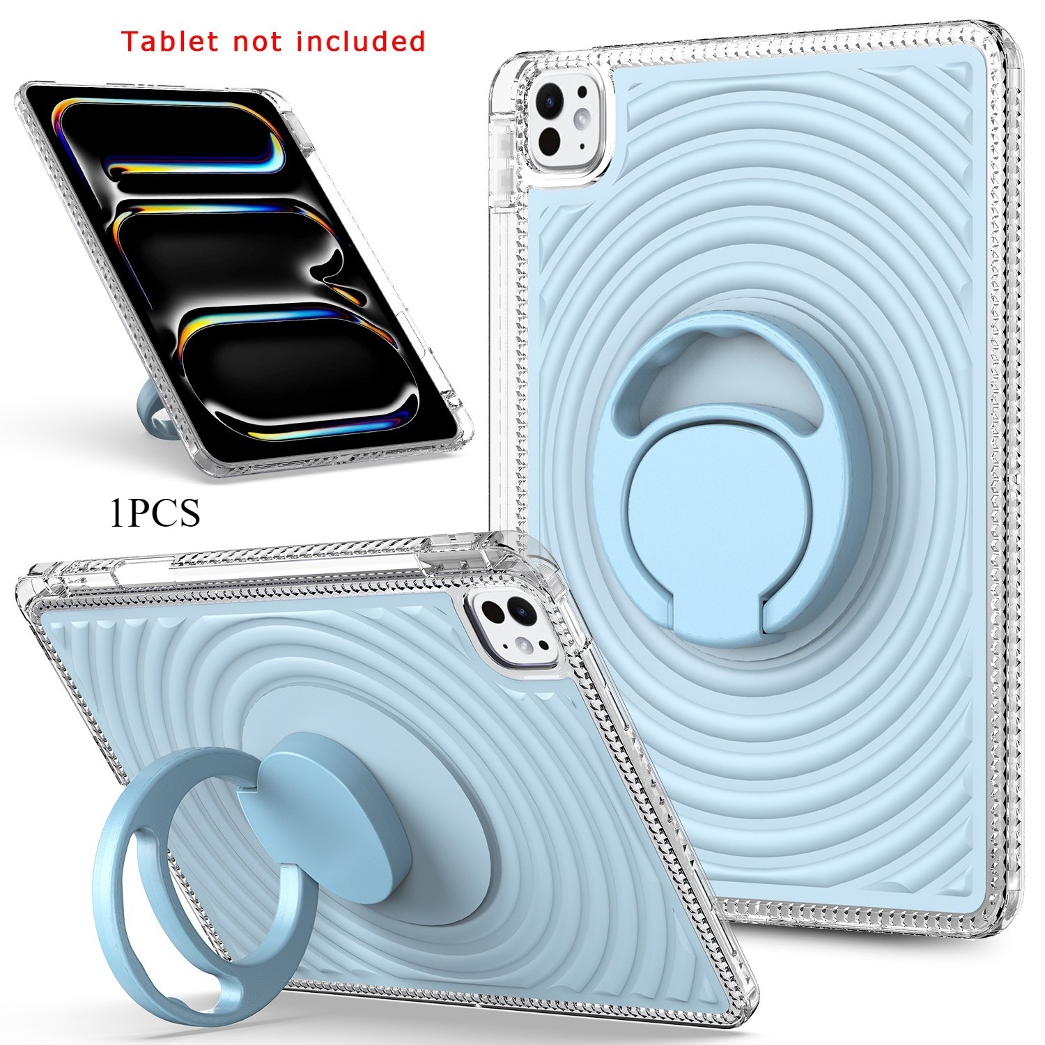 Lightweight Flexible Wave-Patterned Flat Case +360-Degree Stand fits iPad Pro 11