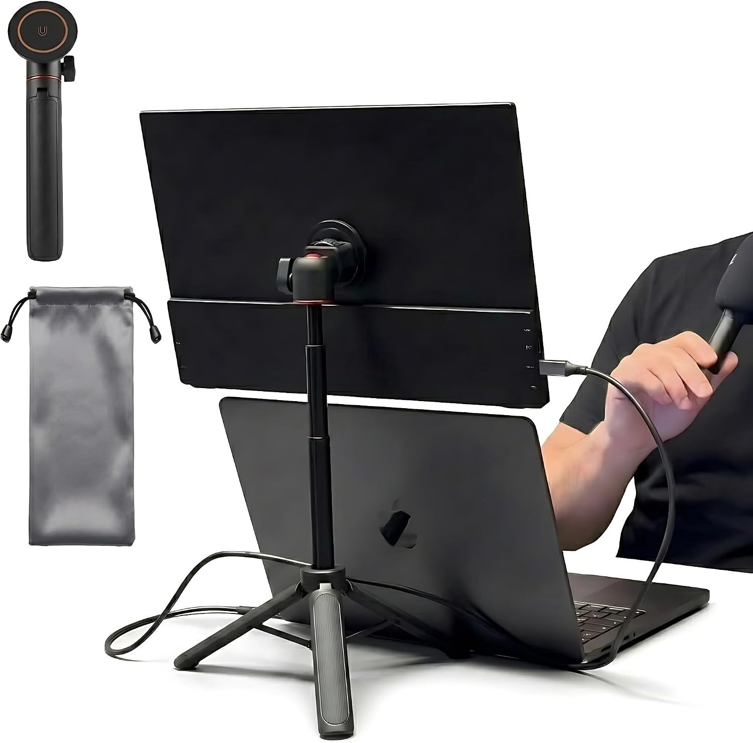 Adjustable Portable Monitor Stand, Magnetic Metal Tripod for 15.6\