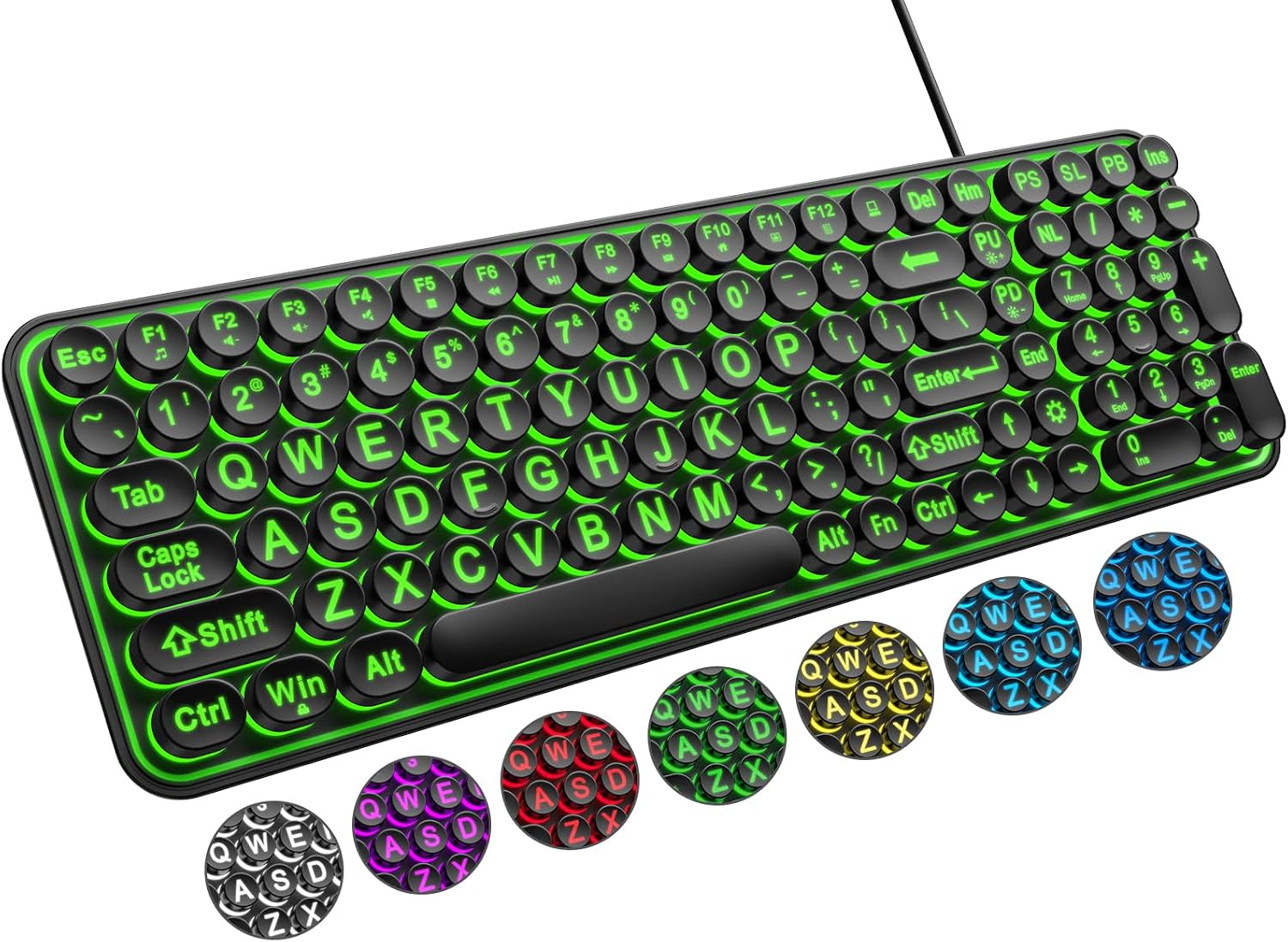 Large Print Backlit Keyboard Wired USB Lighted Computer Keyboards with 7 Color B