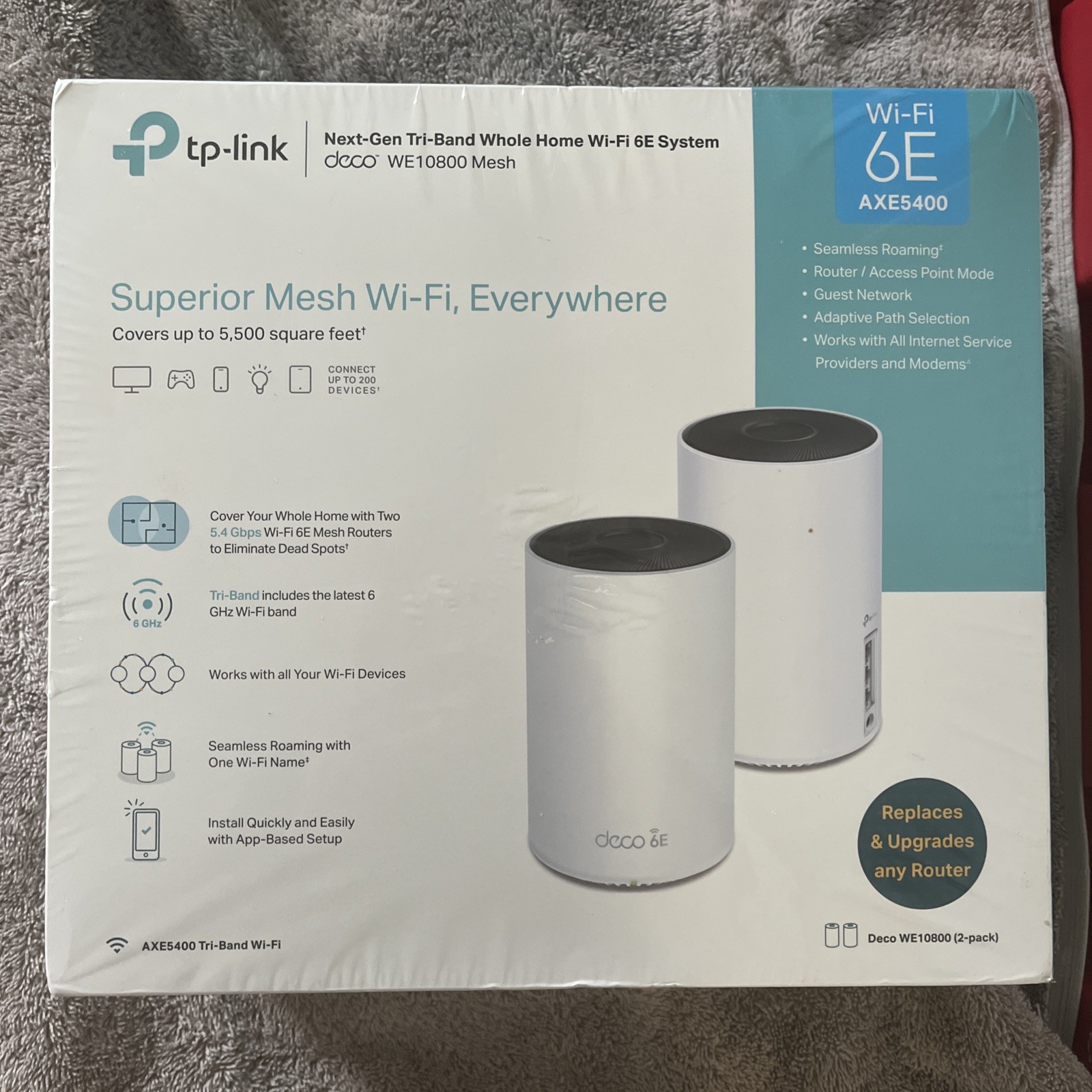 NEW TP-Link Deco WE10800 (2-PACK) Next Gen Tri Band Whole Home WI-FI 6E
