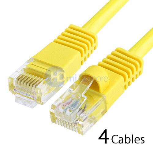 4x 1.5FT CAT5e Cable Ethernet Lan Network CAT5 RJ45 Patch Cord Internet Yellow