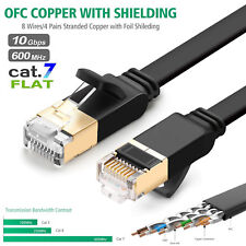 [Ultra-Speed] Black Flat Cat 7 6FT 10FT 25FT 50FT 75FT 100FT Ethernet Cable Cord picture