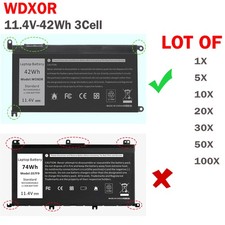 🧡LOT 1-100x WDX0R WDXOR Battery For Dell Inspiron 13 5368 5378 5379 7368 7378 picture