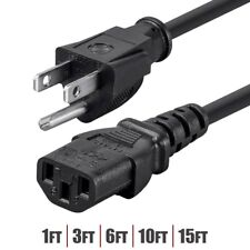 1 3 6 10 15FT Power Cord Cable NEMA 5-15P Male to IEC320 C13 Female 18/3AWG 10A picture