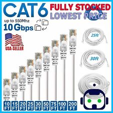 CAT6 Patch Network Cable Rj45 Ethernet 6ft 10ft 25ft 50ft 100ft 200ft lot White picture