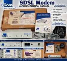Vintage 3Com SDSL Modem 80-003615-00 Complete Box Manual Cables 2000 picture