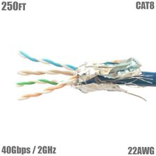 250FT CAT8 Network Ethernet Cable S/FTP CMR 40G 2GHz Solid Copper Wire Blue picture