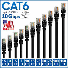 CAT6 CAT 6 Ethernet Cable Lan Network RJ45 Internet Router Black Patch Cord LOT picture