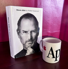 Vintage 90s Apple Computer Garamond Font Mug + Steve Jobs Hardcover Biography picture